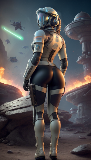 Futuristic female scifi pilot