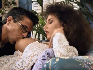 Sarah getting her huge tits sucked in this scene!