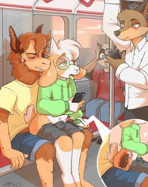 Taking his load on the train