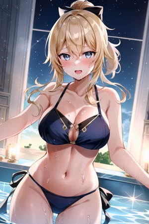 Blonde AI hentai in bikini
