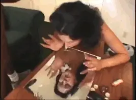 horny slut snorting cum