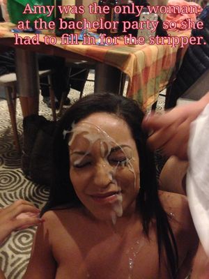 Amy took several face loads as the honorary slut