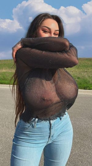 Louisa black see-through top in street