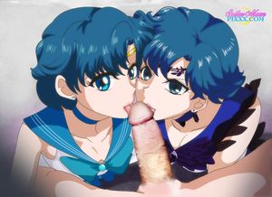 Sailor Mercury and Dark Mercury share my cock
