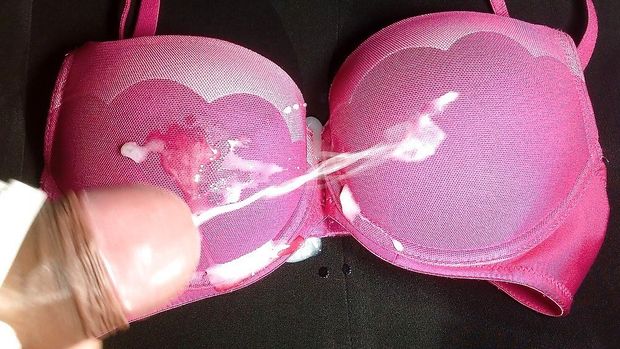 Cum on Pink Bra