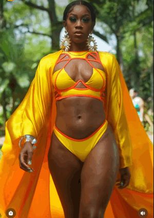 Beautiful ebony queen walking