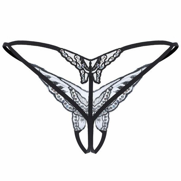 Sexy Butterfly Sequin Embroidered Hollow Lace Stretch Women's Lingerie Briefs