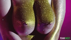 Gold Glitter Tits Shaking