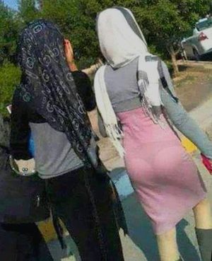 See thru dress thong and hijab.