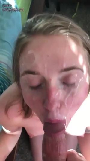 Cute teen gets a big facial