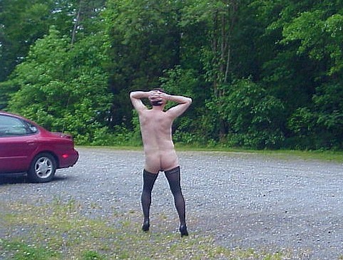 flashing in stockings and heels