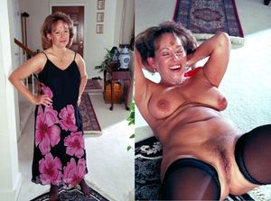 Mom removes her flowery dress