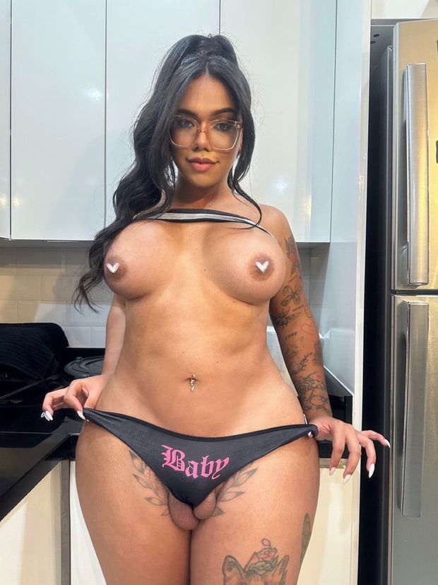 THICK shemale balls hanging out