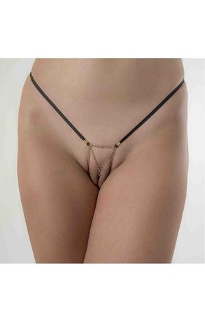 Tu m'excites - Gold Vagina Jewelry with Clit Charm