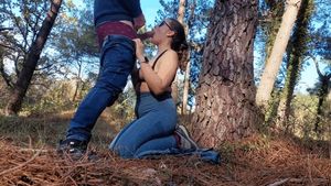 Jogging and blowjob in the woods