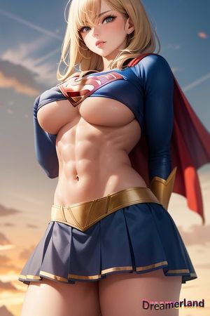 Supergirl, and her rock hard abs