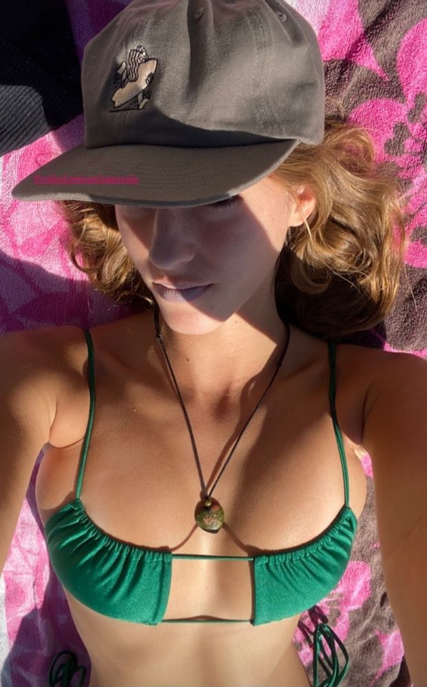 Emily Green bikini selfie on back