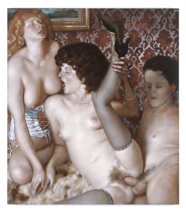 When the ladies next door visit.  John Currin