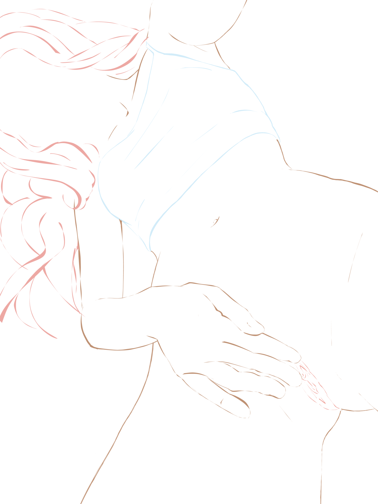 Lineart pink haired teen