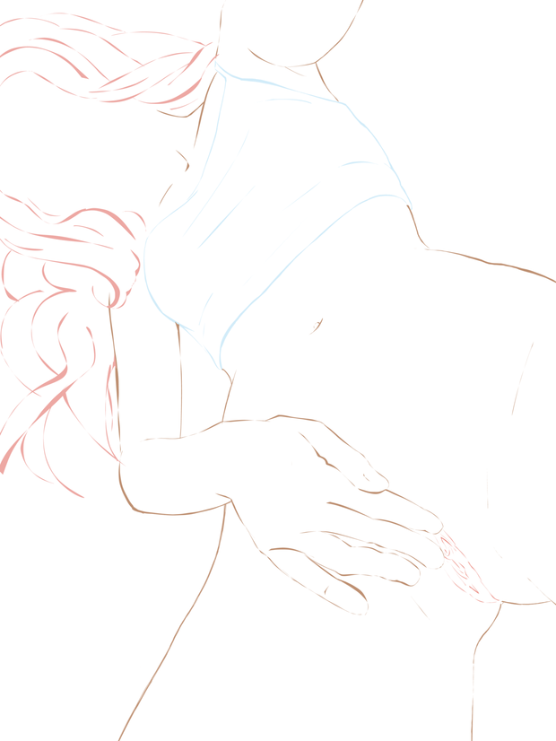 Lineart pink haired teen