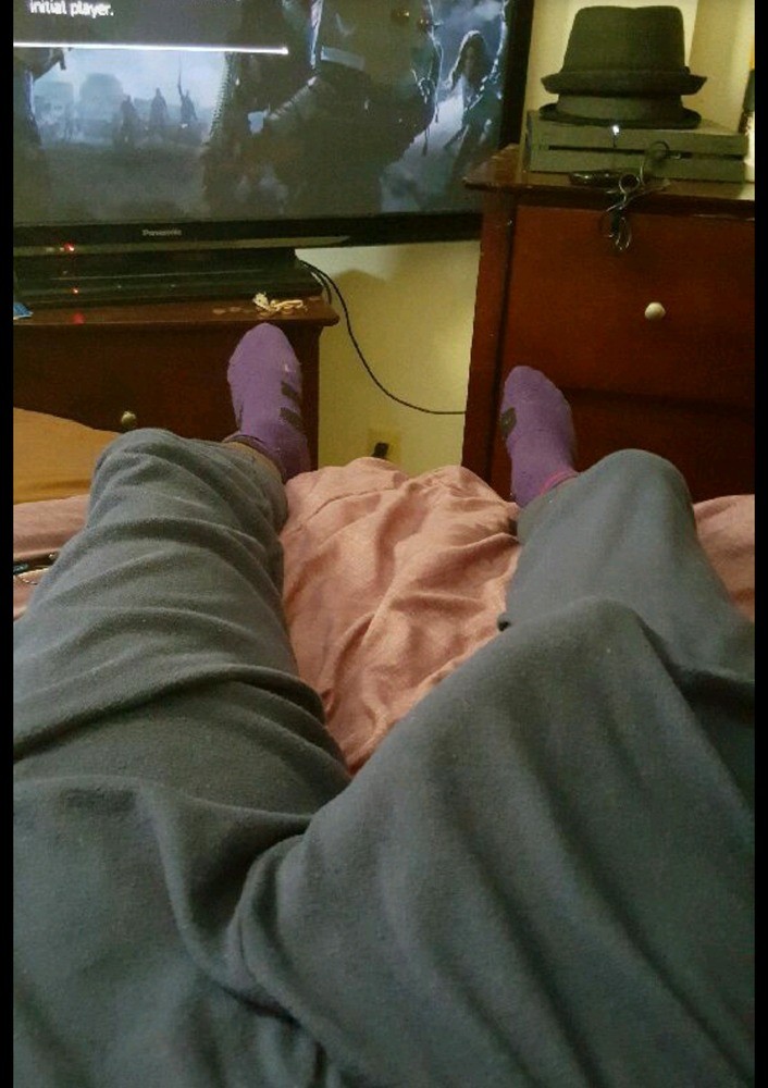I always put my whole head in his sweat pants and suck it with no hands