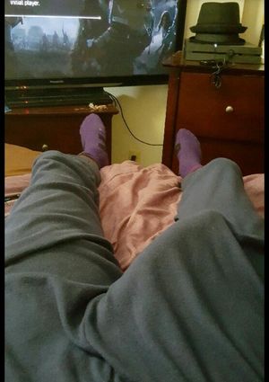 I always put my whole head in his sweat pants and suck it with no hands