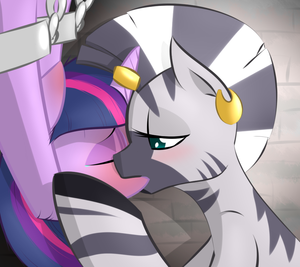 Cartoon lezdom kissing - My Little Pony - Twilight Sparkle, Zecora - Artist: Kryptchild