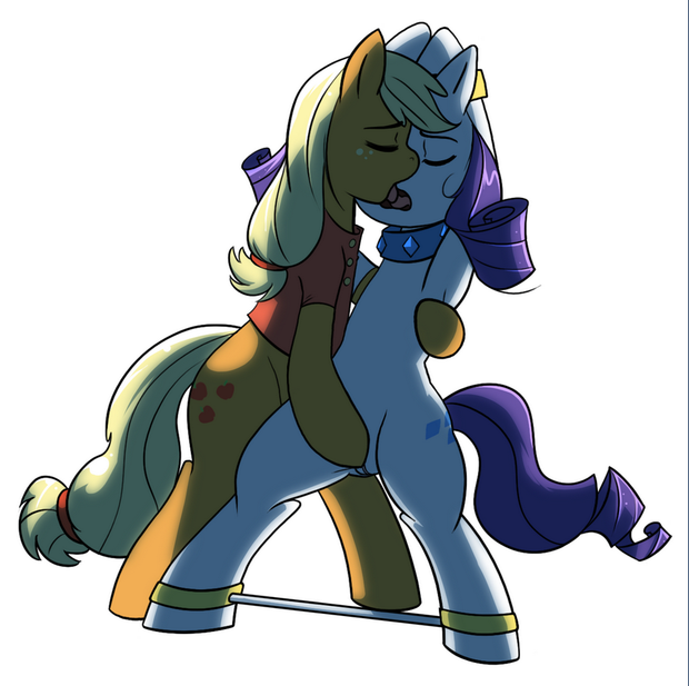 Cartoon lezdom fingering with kissing - My Little Pony - Applejack, Rarity - Artist: Chromapan