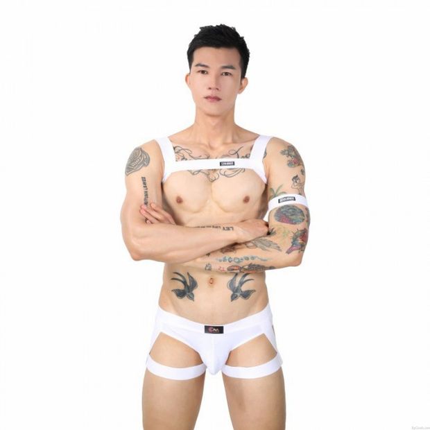 Sexy Leggings Thong Strap Panties Show Big Camisole Chest Strap Muscle Tights Set G-String Jockstraps Lingerie Wrestling Briefs
