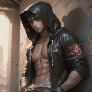 AI Arabian guy, abs, hot