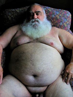 Fat old man with big beard naked