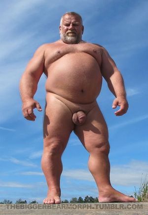 Full body photo of old chubby man nude