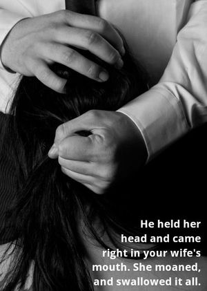 Cuckold watches stranger cum in wife’s mouth