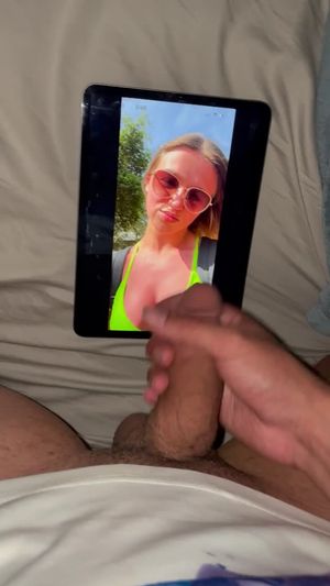 Dangling cock over pretty slut