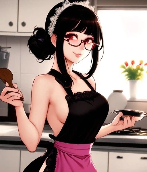 Sexy house wife cooking in the morning