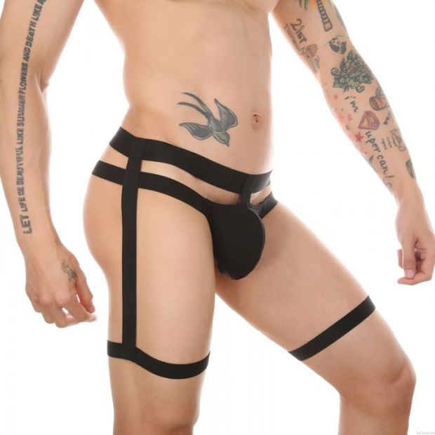 Sexy Bikini Creux Esclavage Sangle de jambe Une pièce Sous-vêtement Poule mouillée Slip Jockstraps Lutte Pour des hommes Lingerie Slips