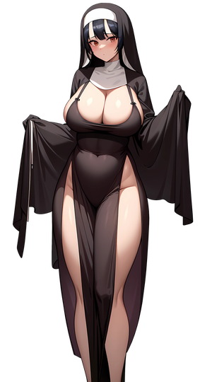 Sexy nun with big breasts