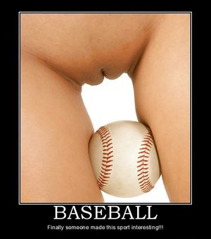 Baseball between thighs