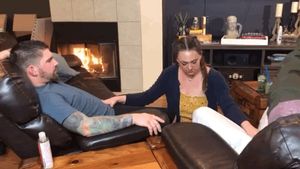 Ornery look she gives knowing I’ve invited the guy she’s fantasized about over to watch the game