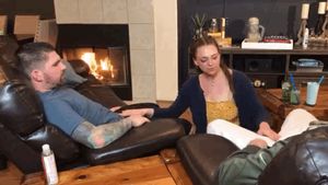 Wife trying to distract us from the game