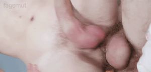 cock swinging as he takes it up the ass