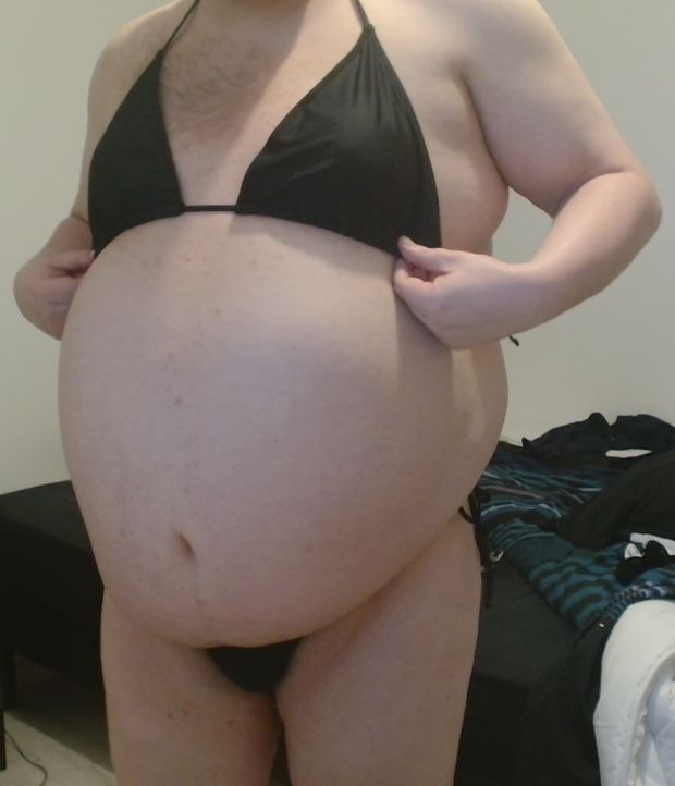 Adjusting my black bikini (front)
