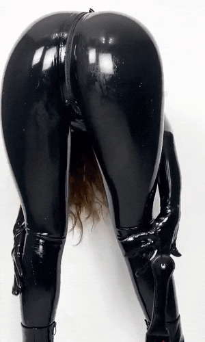 Perfect ass in black latex catsuit