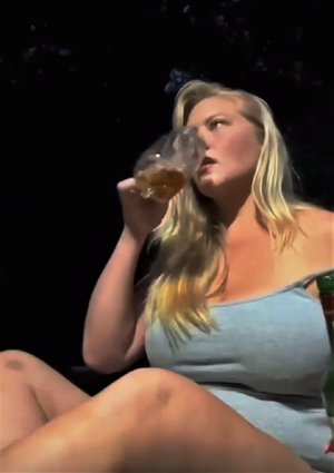 Juliana having a drink on the deck!