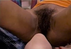 Licking her hairy Indian crack