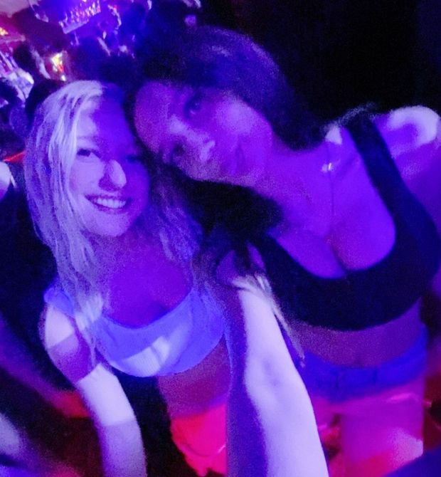 Alexa & Emma sisters posing in the club