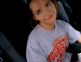 Embarrassed teen flashes the camera