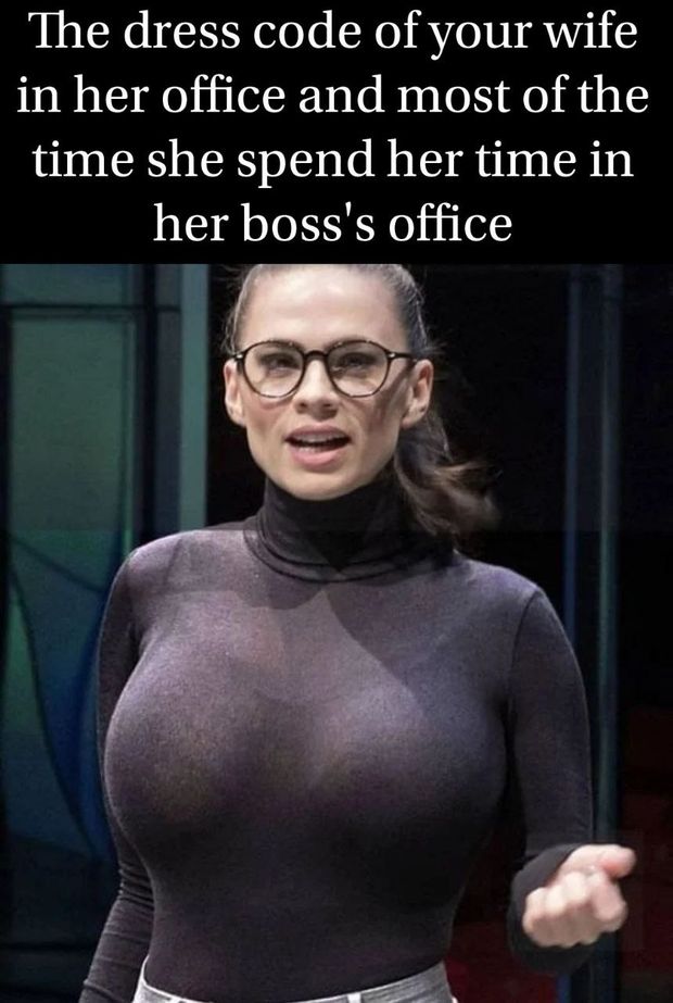 My wife wears tight dress for her boss to feel her body easier