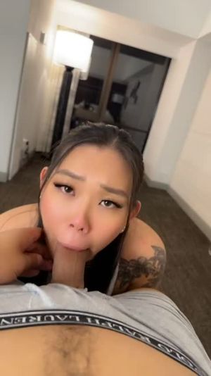 asian whore on her knees for you