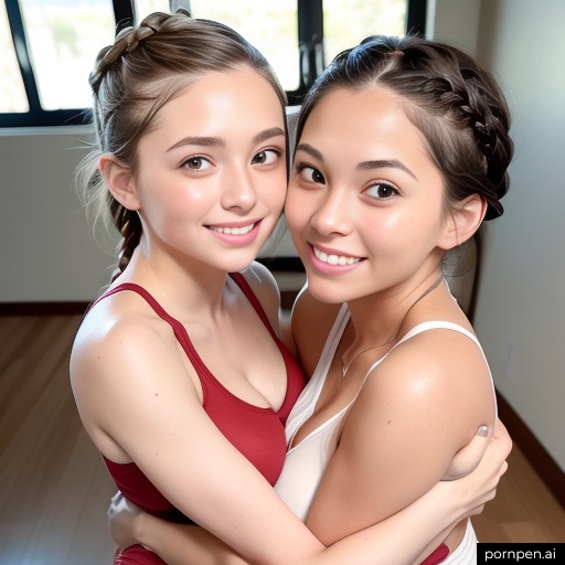 A Couple AI babes are nervous about going all the way, but supporting each other through it.